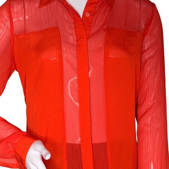 The Limited Women's Button Down Shirt Sheer See Thru Material Red Size S - Picture 4 of 8